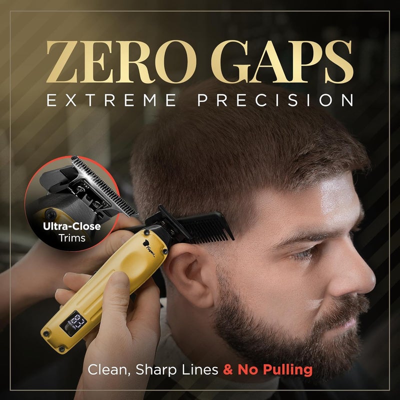 Fagaci Professional Zero Gapped Trimmer for Men, 5X Longer Sharpness Cordless Beard Trimmer for Men, T Liners Professional Trimmers for Barbers with Brushless Motor, Zero Gap Trimmers Barber T Blade - Image 5